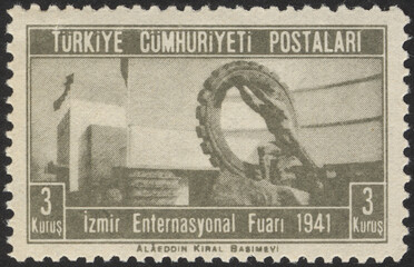Republic of Turkey. Republic of Turkey postage stamp. Republic of Turkey historical stamp. A postage stamp printed in Republic of Turkey.