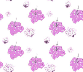 Image without seams. Beautiful pattern on a summer theme. Pattern consisting of  floral ornament and  glade. Background image.
