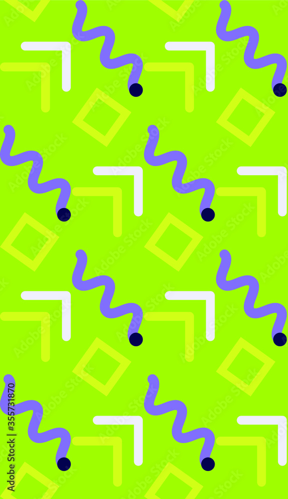 Poster Summer theme in vibrant and colorful colors. square and zigzag pattern. Seamless pattern. Background image.
