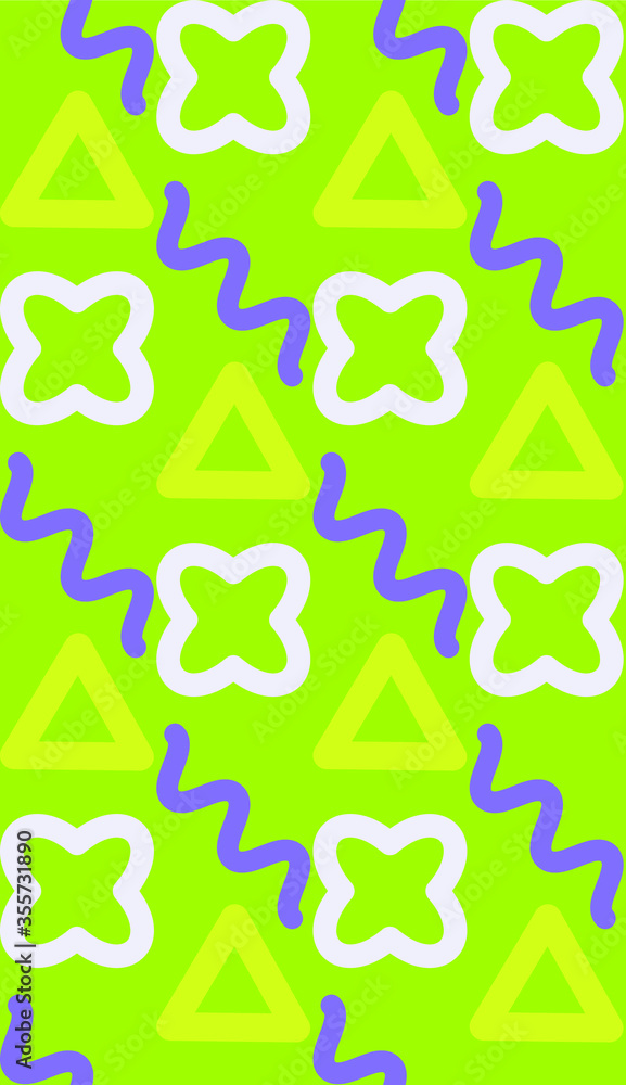 Poster Summer theme in vibrant and colorful colors. square and zigzag pattern. Seamless pattern. Background image.
