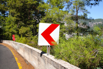 Traffic sign turn the road. Marking for transport.