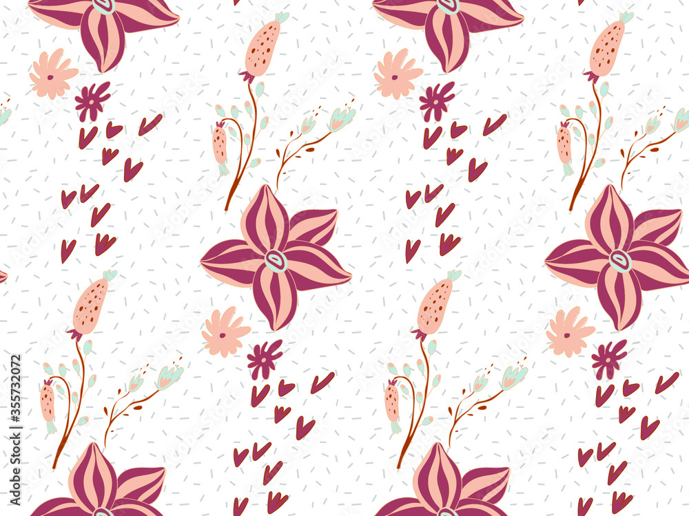 Poster Image without seams. Beautiful pattern on a summer theme. Pattern consisting of  natural colors and leaves. Background image.

