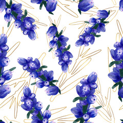 Fototapeta na wymiar seamless pattern design with watercolor lavender