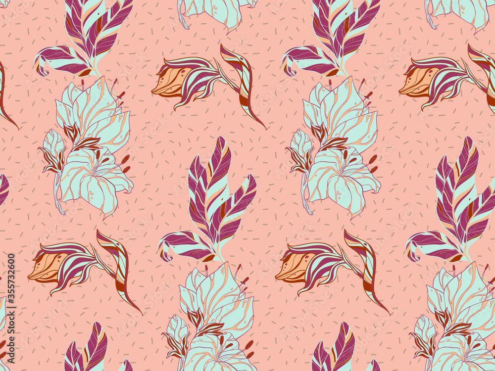 Poster image without seams. beautiful pattern on a summer theme. pattern consisting of floral ornament and 