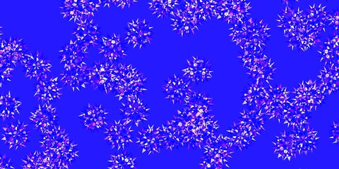 Light Pink, Blue vector doodle texture with flowers.