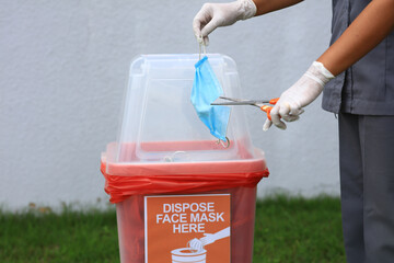 Do the right thing how to scrap and dispose face mask , cut surgical mask before disposal