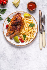 Half Roasted Chicken Piri Piri with French Fries