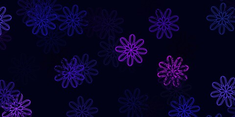 Light Purple, Pink vector doodle template with flowers.