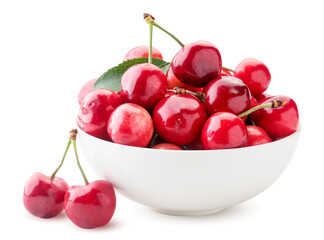 Sweet cherry in a plate on a white background. Isolated