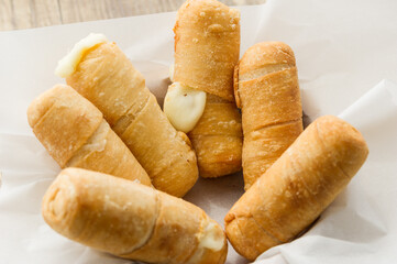 Tequeños authentic original Venezuelan appetizer. Deep fried filled with artisan white cheese.