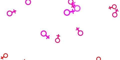 Light Pink vector backdrop with woman's power symbols.