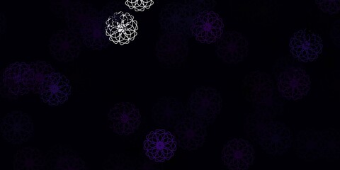 Light Purple vector doodle background with flowers.