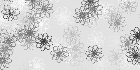 Light Gray vector doodle template with flowers.