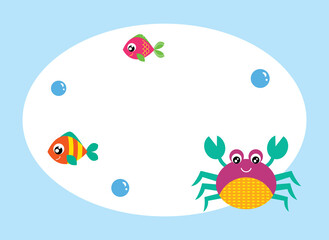 cute crab cartoon greeting card vector