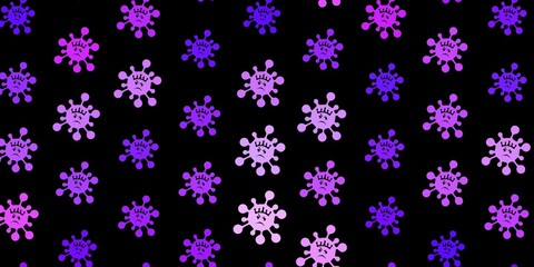 Dark purple vector texture with disease symbols.