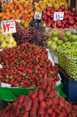 Piles of Organic Fruits in a Traditional Bazaar in Iran