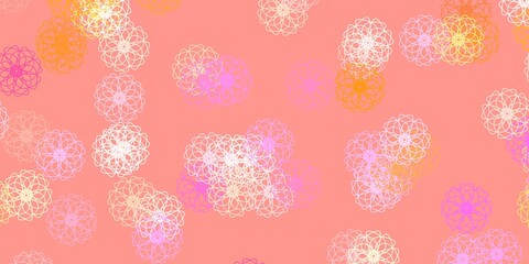 Light Pink, Yellow vector doodle pattern with flowers.