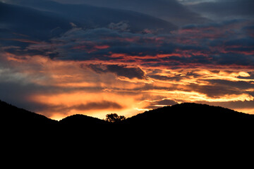 Dramatic sky and clouds in the evening after rain