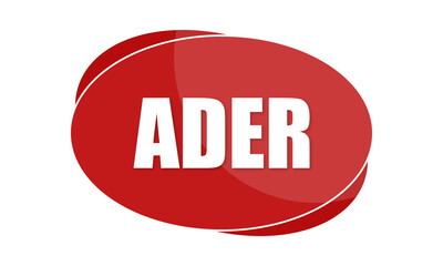 Ader - text written in red shape