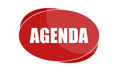 Agenda - text written in red shape