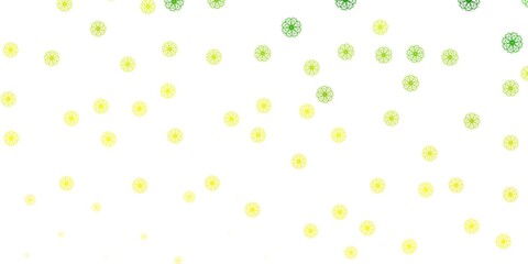 Light Green, Yellow vector doodle background with flowers.