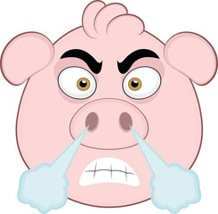 Vector illustration of the face of a cute cartoon pig
