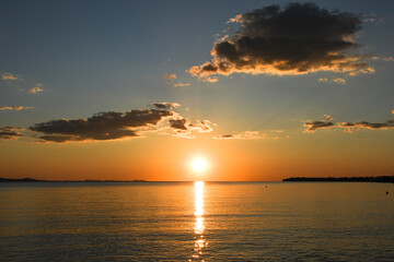 Beautiful sunset above the Adriatic Sea photographed from Zadar, Croatia