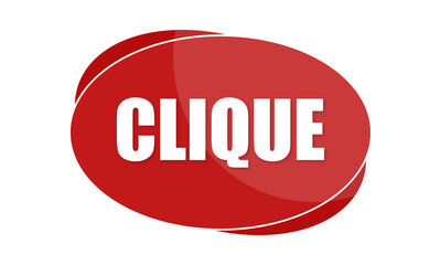 Clique - text written in red shape