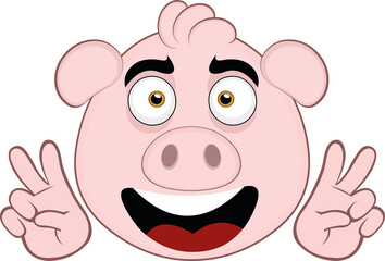 Vector illustration of the face of a cute cartoon pig