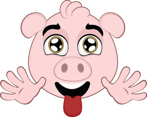 Vector illustration of the face of a cute cartoon pig