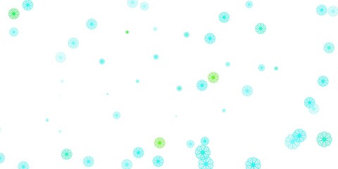 Light Blue, Green vector doodle pattern with flowers.