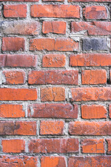 brick red wall. background of a old brick house.