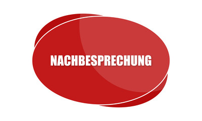 Nachbesprechung - text written in red shape
