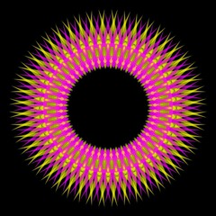 Abstract Pink and Yellow Fractal Frame - Very bold colors make this spiral jump off the screen. The open center is perfect for any celebratory messaging as the inner rings look like cake candles!