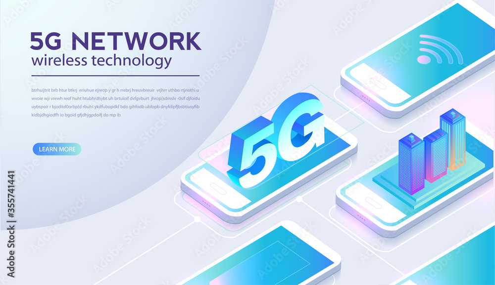 Aufkleber 5g network wireless technology vector illustration. high-speed mobile internet of next generation. u