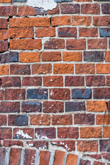 brick red wall. background of a old brick house.