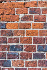 brick red wall. background of a old brick house.