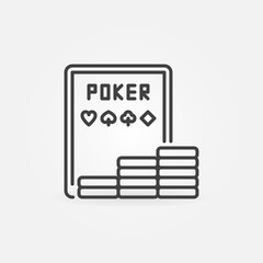 Tablet with Poker App and Chips vector outline concept icon or design element