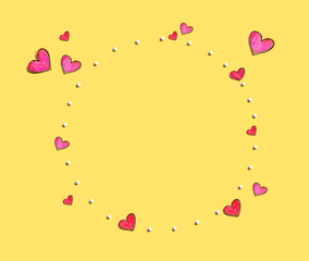 Appreciation theme with hand drawing hearts - flat lay