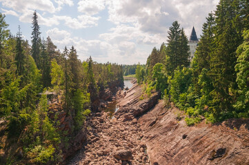 View of rocky river in Imatra, Finland