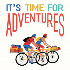 Adventure bicycling travel flat vector concept