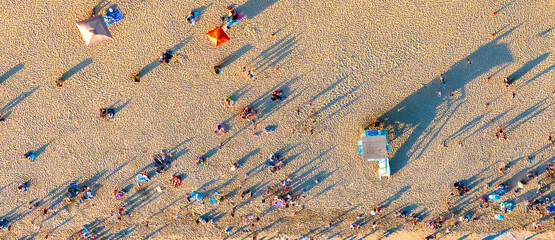 Aerial view of the beach in Santa Monica, CA