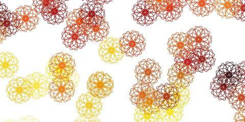 Light Orange vector doodle background with flowers.