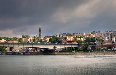 Naklejka premium Old historical town belgrade by the Sava river. Belgrade is a largest and capital citi of Serbia.