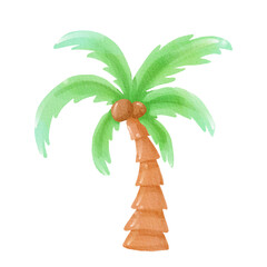  image of two palm trees on a white background, watercolor. High quality illustration