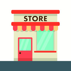 Store, shop flat icon illustration, vector symbol
