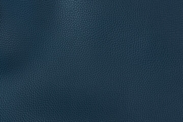 Blue leather texture background. closeup view of big grain