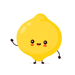 Cute happy funny lemon fruit