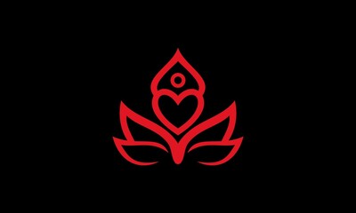 yoga, red, symbol, heart, love, illustration
