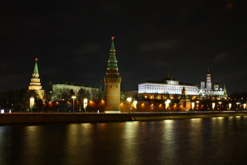 Obraz premium Moscow Kremlin at night, Russia